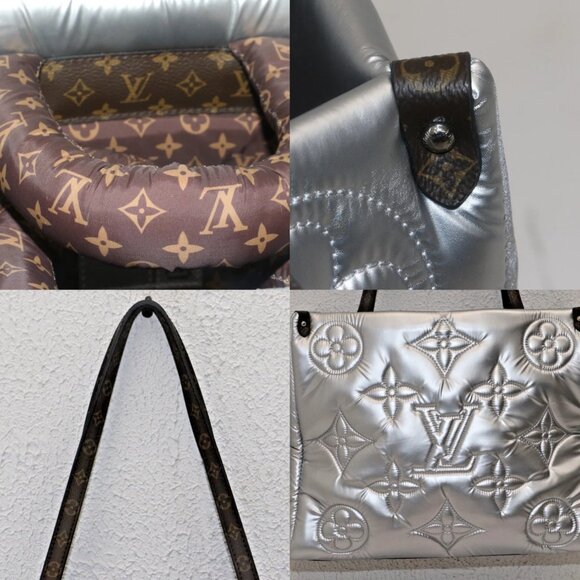 Louis Vuitton Econyl Onthego GM Pillow Silver Bag Puffer Giant Flower Monogram - Picture 13 of 14